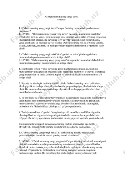 o'zbekistonning eng yangi tarixi — DOCX