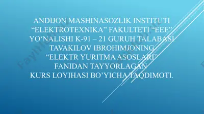 elektr yuritma asoslari kurs loyihasi — PPTX