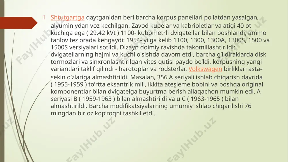 usullaridan biri bu hikoya qilishdir. buni an'anaviy marketingda hikoya qilish orqali amalga oshirishingiz mumkin yoki siz hikoya qilish mahoratini o'z ichiga olgan kontent marketing strategiyasini yaratishingiz mumkin. porsche nomini eshitganingizda darhol ko'z oldingizga bir surat keladi. ushbu rasm ushbu qirollik avtomobilining hikoyasi orqali chizilgan va har kim erishmoqchi bo'lgan turmush tarzini rivojlantiruvchi brend bilan bog'liq. foydalanilgan adabiyotlar porsche ag boshqaruv kengashi. 2022-yil 18-aprelda olindi. arxivlangan 18-aprel, 2022-yil. 2021-yilning qisqacha sharhi. 2022-yil 18-aprelda foydalanilgan. 2022-yil 1-iyulda arxivlangan. yillik va barqaror rivojlanish hisoboti 2021. kirilgan: 2022-yil 18-aprel. arxivlangan: 2022-yil, 7-may. dr. ing. h.c. f. porsche aktiengesellschaft ("porsche ag") neu im prime standard der frankfurter wertpapierbörse - 2022 yil. porsche qanday talaffuz qilinadi. rasmiy porsche youtube kanali (2016 yil 8 dekabr). kirish sanasi: 2016 yil 13 dekabr. arxivlangan 2016 yil 13 dekabr. vasiliy efanov. qaysi biri to'g'ri: porsche yoki porsche? auto.vesti.ru (2016 yil 19-avgust). 2019-yil 22-yanvarda olindi. arxivlangan 21-yanvar, 2019-yil. tarix - porsche …