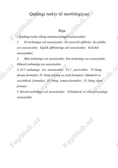 qadimgi turkiy til morfologiyasi — DOC
