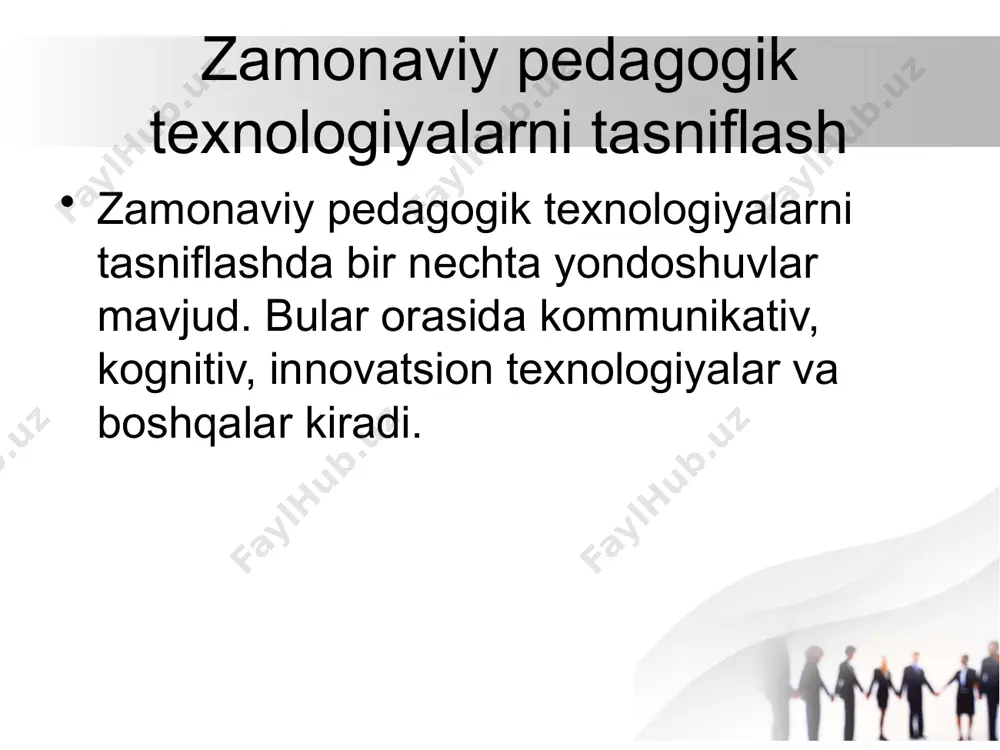 gogik texnologiyalarni tanlashda o'quvchilarning yoshiga, ehtiyojlariga va ta'lim maqsadlariga moslash zarur. o'qish va yozish texnologiyalari o'qish va yozish texnologiyalari o'quvchilarda yozma va og'zaki kommunikatsiyani rivojlantirishga qaratilgan. bu texnologiyalar o'quvchilarga tilni aniq va tushunarli ifodalashni o'rgatadi. aqliy rivojlanishni qo'llab-quvvatlash texnologiyalari aqliy rivojlanishni qo'llab-quvvatlash texnologiyalari o'quvchilarning kognitiv rivojlanishini rag'batlantiradi. bu texnologiyalar maxsus dasturlar, testlar va boshqalarni o'z ichiga oladi. o'qituvchilarning professional rivojlanish texnologiyalari o'qituvchilarning professional rivojlanishi uchun turli pedagogik texnologiyalarni o'rgatish, treninglar va seminarlar tashkil etish muhim ahamiyatga ega. bu o'qituvchilarga o'z ishini yanada samarali tashkil etishga yordam beradi. image1.jpeg /docprops/thumbnail.jpeg