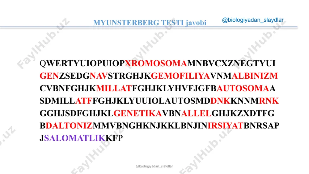 temasi @biologiyadan_slaydlar lansetnik – tuban tuzilgan xordali hayvon boshskeletsizlarda qon aylanish sistemasi sodda, yuragi bo‘lmaydi.qorin aortasi yurak vazifasini bajaradi. qorin aortasida venoz qon tananing oldingi tomoniga oqadi. qorin aortasi jabra arteriyalariga tarmoqlanib, jabraga boradi. shuni ta’kidlash kerakki, bularda jabra arteriyalari kapillarlarga bo‘linmaydi. jabrada qon o2 ga to‘yinib, orqa aortaga quyiladi.aortadan arteriyalarga, ulardan kapillarlarga o‘tib, to‘qimalarni o2 va ozuqa bilan ta’minlaydi. ichki a’zolardan va ichakdan yig‘ilgan qon jigarda tozalanib, qorin aortasiga quyiladi. lansetnikda qon aylanish sistemasi yopiq, qon bitta doirada harakatlanadi. @biologiyadan_slaydlar qon aylanish sistemasi yurak, qorin va orqa aortalari, arteriya, vena va kapillyardan iborat. yuragi yurak qorinchasi va bo‘lmasidan iborat. yurakdan chiqadigan qon tomirlari arteriyalar,yurakka keladigan qon tomirlari venalar deyiladi. zog‘ora baliqning yuragi jabralardan keyinroqda joylashgan baliqlar @biologiyadan_slaydlar @biologiyadan_slaydlar suvda hamda quruqlikda yashovchilar sinfining qon aylanish sistemasi baqaning qon aylanish sistemasi organlari yurak, arteriya, vena va kapillyar qon tomirlaridan iborat . yurak bitta qorincha va ikkita bo‘lmadan iborat. yurak qorinchasi …