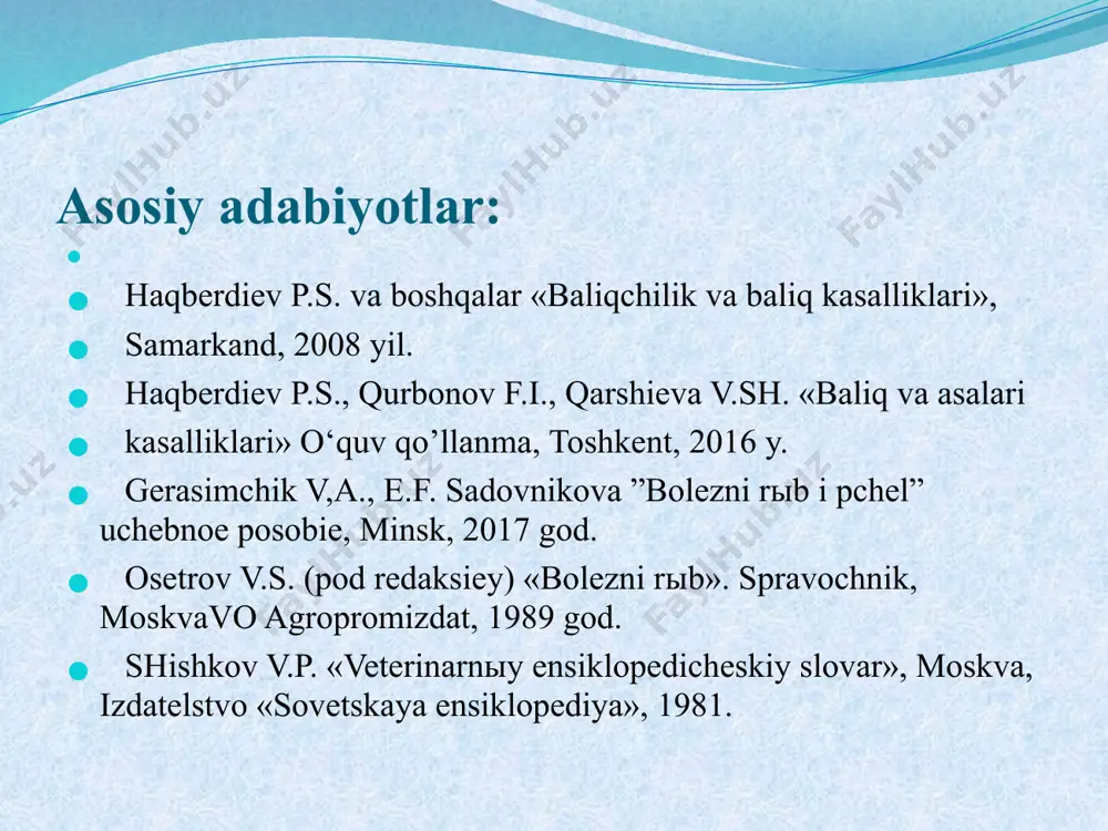 rshi kurashish chora-tadbirlarini o‘rgatuvchi fan hisoblanadi. asosiy patologik jarayonlar moddalar almashinuvi. tirik organizmlarda bo‘ladigan almashinuvga moddalar almashinuvchi deyiladi. moddalar almashinuvchi 2 xil bo‘ladi. organik moddalar almashinuviga oqsil, uglevod, yog‘, nuklein kislotalar va vitaminlar almashinuvi tushuniladi. anorganik moddalar almashinuvida suv, mineral tuzlar, makro- mikroelementlar almashinuvi tushuniladi. organizmda sodir bo‘ladigan turli kasalliklar moddalar almashinuvining buzilishi natijasida kelib chiqadi. organizmdagi barcha moddalar almashinuvi 2 ta katta gruppaga bo‘linadi. atrofiya distrofiya fiziologik atrofiyaga baliqlarning post embrional davrida sariq xaltasining kichrayib borishi, yoki baliqlar ikra qo‘ygandan keyin ikra xaltalarining kichrayib borishi. patologik atrofiya – kechishiga qarab turlicha bo’ladi. 1. yetarli darajada oziqa bilan ta’minlanmasligi natijasida kelib chiqadi. bu maxalliy yoki umumiy bo‘lishi mumkin. 2. nevrotik atrofiya – bosh yoki orqa miyani zararlanishi natijasida skelet muskulaturasida kelib chiqadi. 3. funksional atrofiya – organ faoliyatining sekinlanishi yoki to‘xtashi natijasida kelib chiqadi. 4. mexanik atrofiya – biror bir organning qisilib qolishi natijasida kelib chiqadi. zamonaviy ixtiopatologiyaning vazifalari. so‘nggi …