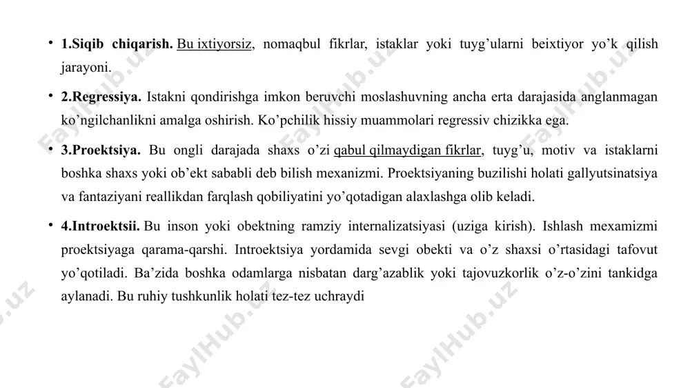 do'st topishlari mumkin. shunday qilib, ota-onalar, o'qituvchilar, psixologlar va butun jamiyat o'smirlar bilan muloqot qilishda yuqoridagi barcha omillarni hisobga olishlari kerak, chunki tajovuzkor xatti-harakatlarni keyinchalik tuzatishdan ko'ra, tajovuzning oldini olish osonroqdir. o'smirlik davridagi tajovuzkor xatti-harakatlarni tuzatish shakllari turli manbalarda topilgan agressiv reaktsiyalar shakllari orasida quyidagilarni ta'kidlash kerak: jismoniy tajovuz (hujum) boshqa shaxsga nisbatan jismoniy kuch ishlatishdir. bilvosita tajovuz - boshqa odamga qarata aylanma yo'l bilan qilingan harakatlar (g'iybat, yomon hazillar), va hech kimga qaratilmagan g'azab portlashlari (qichqirish, oyoqlarini mushtlash, stolga mushtlarini urish, eshiklarni taqillatish). og'zaki tajovuz - bu salbiy his-tuyg'ularning shakli (qichqiriq, qichqiriq, janjal) va og'zaki javoblar mazmuni (do'q-po'pisa, qarg'ish, so'kinish) orqali ifodalanishi. achchiqlanishga moyillik - jahldorlik, qattiqqo'llik, qo'pollikning ozgina qo'zg'alishida namoyon bo'lishga tayyorlik. negativizm - bu odatda hokimiyat yoki etakchilikka qarshi qaratilgan muxolif xatti-harakatlar. u passiv qarshilikdan o'rnatilgan qonunlar va urf-odatlarga qarshi faol kurashga o'sishi mumkin. dushmanlik reaktsiyalarining shakllaridan quyidagilar qayd etiladi: xafagarchilik - hasad va boshqalarga nafrat, achchiq …