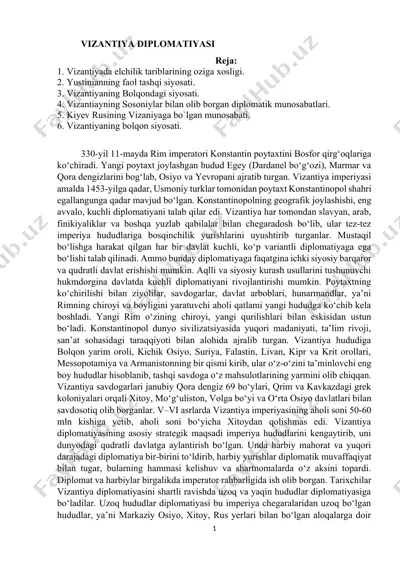 vizantiya diplomatiyasi — DOCX