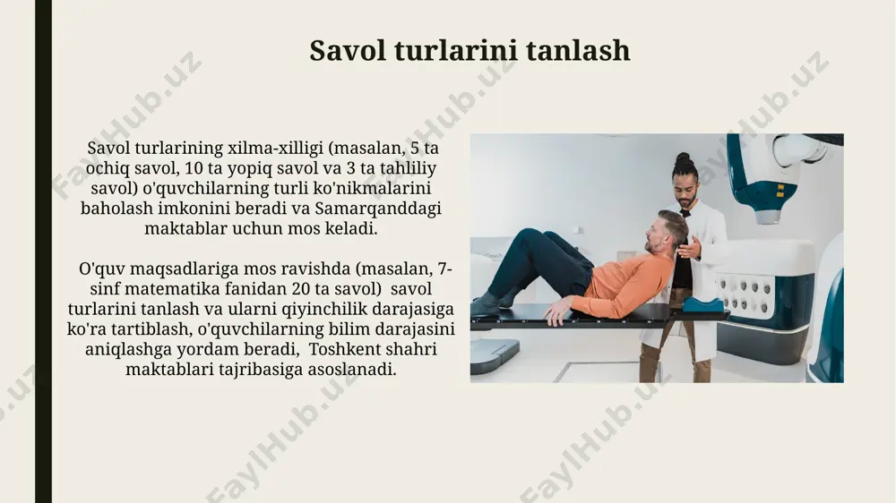 -3 ta misol berish, javoblarni alohida joyda taqdim etish va 5 balldan iborat baholash tizimini qo'llash samarali bo'ladi. ish varaqasining dizayni bolalar uchun jozibador bo'lishi kerak; ranglar, rasmlar, masalan, samarqanddagi tarixiy binolarning rasmlari qo'shilishi motivatsiyani oshiradi. ko'rgazmali materiallardan foydalanish xorazm viloyatining maktablarida o'tkazilgan tadqiqotlar shuni ko'rsatdiki, 10 ta turli ko'rgazmali materiallardan foydalanish, 4-sinf o'quvchilarining matematika natijalarini o'rtacha 12 ballga yaxshiladi. ko'rgazmali materiallar, masalan, 3 o'lchovli modellardan foydalanish, 7-sinf o'quvchilarining geometriya tushunchalarini samarqanddagi maktablarda 20% ga yaxshilashga yordam berdi. ish varaqalarini saqlash va arxivlash maktablararo almashish uchun ish varaqalari pdf formatida, fayl nomlari esa "maktab nomi_sinf_mavzu_sana" kabi aniq nomlanishi va xavfsizlik devori orqali himoyalangan serverda joylashtirilishi lozim. ish varaqalarini samarqanddagi 5 ta maktabdan yig'ilgan 2023-yilgi ma'lumotlar bazasida elektron shaklda saqlash va arxivlash samaradorligini oshirish uchun maxsus dasturiy ta'minotdan foydalanish tavsiya etiladi. o'quvchilarning yoshi va bilimlariga moslashtirish 10-12 ёшли ўқувчилар учун иш варақаларида мураккаброқ вазифалар, масалан, 5 тадан ортиқ саволга жавоб бериш, …