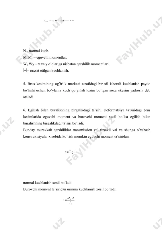 mаrkаziy bo’lmаgаn cho’zilish vа siqilish. egilish bilаn burаlishning birgаlikdаgi tа’siri - Page 4