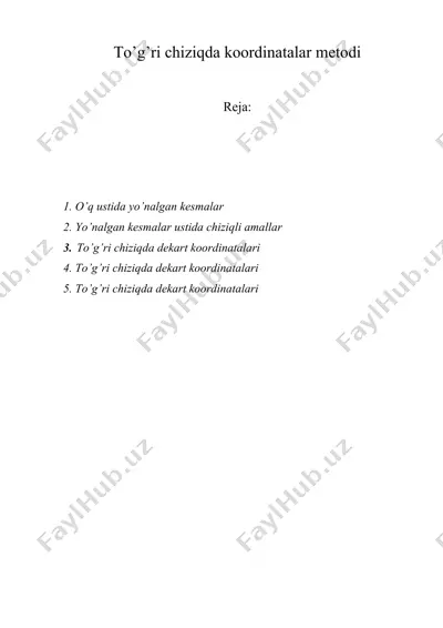 to’g’ri chiziqda koordinatalar metodi — DOC