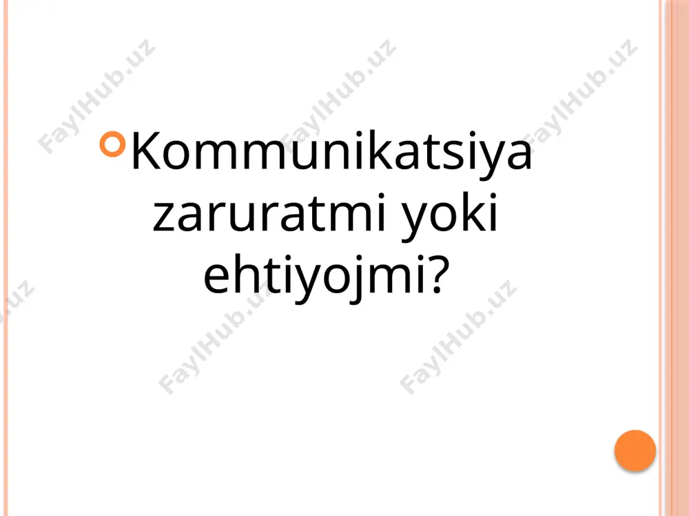hasi menejerlardan ekspertlar bilan muloqot qilishni talab qiladi. buning uchun aloqa jarayonining boshqariladigan va to'g'ri oqimini, shuningdek detallarini o'rnatish zarur. biznesda kommunikatsiya ahamiyati aloqa - bu biznesning qon tomiridir. samarali aloqa tizimisiz hech qanday biznes rivojlana olmaydi . aloqa - bu tashkilotning hajmi va faoliyat turidan qat`iy nazar uni tutib turadigan kuchdir. tashkilot ichida hodimlar aro muloqot - ichki aloqa. tashkilot hodimlari tashkilot tashqarisidagi shahslar bilan muloqoti – tashqi aloqa jamoa bilan ishlash, bo`ysinuvchilarni boshqara olish ,boshliqlar, mijozlar va hamkasablar bilan yahshi munosabatda bo`lish kommunikativ qobilyatga bog`liq biznes kommunikatsiya mohiyati kommunikatsiya bu har qanday tashkilotni yurutuvchi omillaridan biri bo`lib, o`zgarishlarni amalga oshirishga va maqsadga etishishga hizmat qiladi tashkilotlarda asosiy muammo samarali biznes kommunikatsiyani yo`lga qo`yish, samarali biznes kommunikatsiyaga ega bo`lmagan tashkilot boshqaruvda qiyinchiliklarga yuz tutadi. biznes kommunikatsiya mohiyati tashkilotdagi odamlar bir -biri bilan muloqot qilishlari, bu ichki muloqotdir. ular buni bir jamoa bo'lib ishlash va umumiy maqsadlarni amalga oshirish uchun …