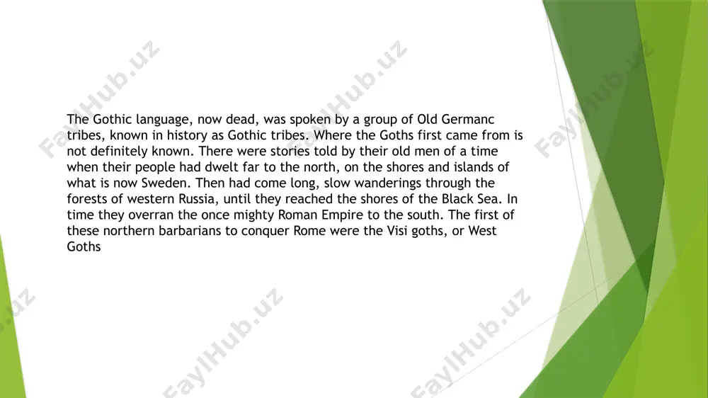 germanc languages appeared, these peculiarities had become obliterated or changed considerably, so that only a comparison with gothic makes it possible to reconstruct the earliest stage in their development or at least to understand the origin of the phenomenon under review. the manuscripts containing the fragments of the biblical translation which have come down to us, are not contemporary with ulfilas, they were written in the west gothic dialect in italy about the year 500. the monuments are the following: 1. codex argenteus, in the university library of uppsala (sweden). this codex contained originally on 330- leaves the four gospels in the order matthew, john, luke and mark. at present only 187 leaves are still preserved. the manuscript was written on a purple parchment, the letters were silver and golden. it was first published in 1665. ii. codex carolinus. it consists of 4 leaves containing a fragment of the epistle …