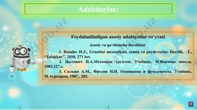 sayoz joylashgan poydevorlarni loyihalash - loyihalash qoidalari, poydevorning o’lchamlarini aniqlash — PPTX