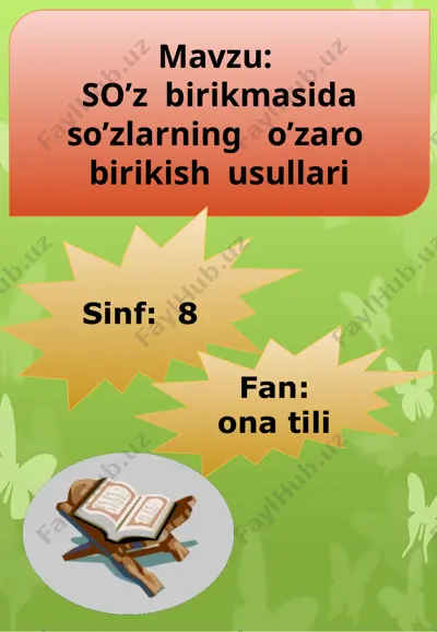 so’z birikmasida so’zlarning o’zaro birikish usullari — PPTX