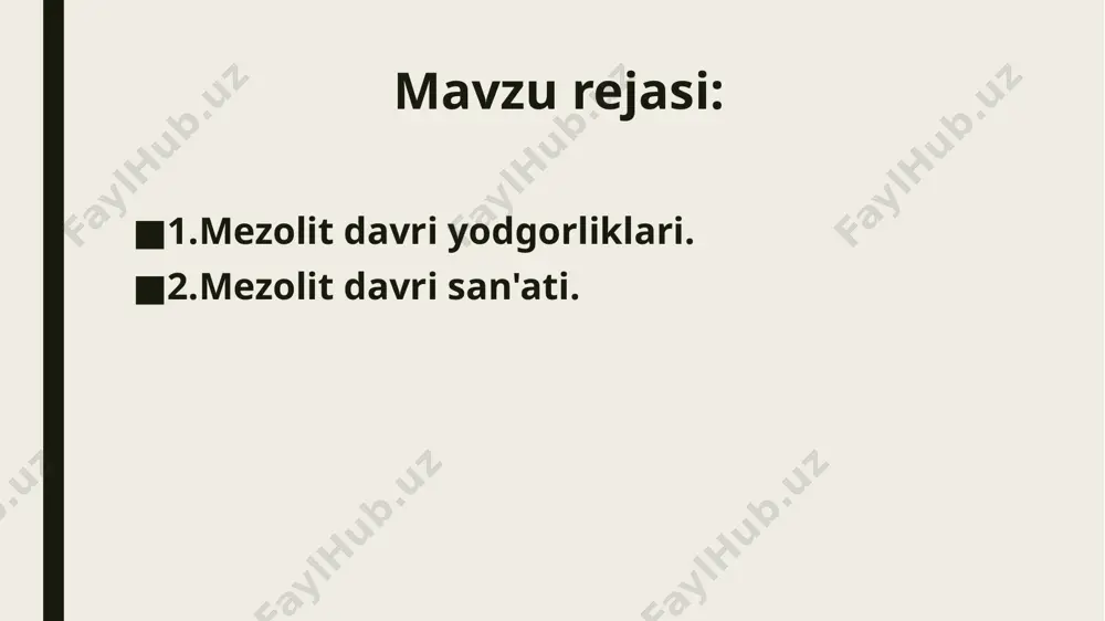 va obishir v g’or–makonlari miloddan avvalgi ix–yiii ming yilliklarga oiddir. obishir 1 g’or–makoni haydarkon shaharchasidan 4-5 km sharqda joylashgan. u yerning madaniy qatlamlaridan mikrolitlar, bigizlar, qirg’ichlar, pichoq qadamalari, nukleuslar topilgan. ular boshqa joylardan topilgan mezolit davri qurollariga o‘xshaydi.obishir v g’or– makoni esa obishir 1 dan 200 metrcha g’arbda joylashgan. u yerda 3 ta madaniy qatlam aniqlangan. u yerdan topilgan mehnat qurollarining ishlanish texnikasi obishir 1 ga o‘xshaydi. u yerning quyi madaniy qatlamlaridan oq–qora va kul rang chaqmoqtoshdan yasalgan mikrolitlar– paraqalar, pichoq qadamalari, qirg’ichlar, keskichlar, teshgichlar, o‘roq–randalar va turli shakldagi nukleuslar topilgan. shuningdek bu yerdan yovvoyi hayvonlarning parchalangan va sindirilgan suyaklari ham topilgan. markaziy farg’onadan bu davriga oid 100ga yaqin joydan makonlar topilgan. ulardan ittak qal’a, sho‘rko‘l, achchiko‘l, yangiqadam, bekobod, zambor, bosqumlar diqqatga sazovordir. u yerlardan har xil shaklda retushlangan va retushlanmagan nukleuslar, qirg’ichlar, paraqalar, mayda geometrik qurollar topilgan. bu yerda ko‘proq mayda nukleuslar uchrab, yirik nukleuslar deyarli uchramaydi. bu yerdan …