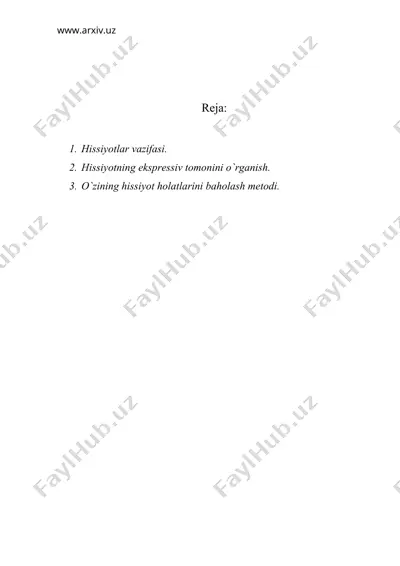 hissiyotlar eksperimental psixologiyasi — DOC