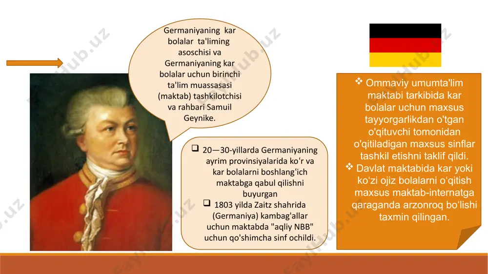 n o'ynash taklif etiladi aqsh uning rivojlanishi quyidagi mezonlarga muvofiq amalga oshiriladi: realizm, erishilganlik darajasi, baholash imkoniyati, faollik . shaxsiy ta'lim rejasi oddiy sinfda kerakli yordamni olish; sinfda zarur yordamni olish, shuningdek, ta'lim muassasasi mutaxassislaridan yordam olish; kunning bir qismi oddiy sinfda, qolgan qismi esa maxsus sinfda; maxsus sinfda ushbu masala bo'yicha mutaxassislar va maslahatchilar guruhi tomonidan har tomonlama yordam ko'rsatiladi turli mutaxassislarning doimiy yordami bilan reabilitatsiya amalga oshiriladi fransiya nogiron bolani normal sharoitda o'qitishga ustunlik beriladi; maktab inklyuziyasi, maxsus tayyorlangan o'qituvchi, talaba bu yerda o'zining maxsus ehtiyojlariga moslashtirilgan dastur bo'yicha ta'lim oladi. kasalxonaga yoki tibbiy-ijtimoiy ixtisoslashtirilgan muassasaga joylashtiriladi fransiyada inklyuziv ta'limning joriy jarayoni "maktab hayoti yordamchilari" tomonidan ta'minlanadi. daniya daniya hukumati nogiron talabalar va ikki tilli talabalarning ta'limini qo'llab-quvvatlash uchun xususiy maktablarga grantlar ajratadi. daniyada ota-onalar farzandiga o‘zlari yashayotgan joyda ta’lim berish huquqiga ega. boshlang'ich maktabda bola tarbiyaviy-psixologik baholashdan o'tadi maktabda qo'shimcha mutaxassislar mavjud: psixolog, hamshira, nutq terapevti, ijtimoiy …