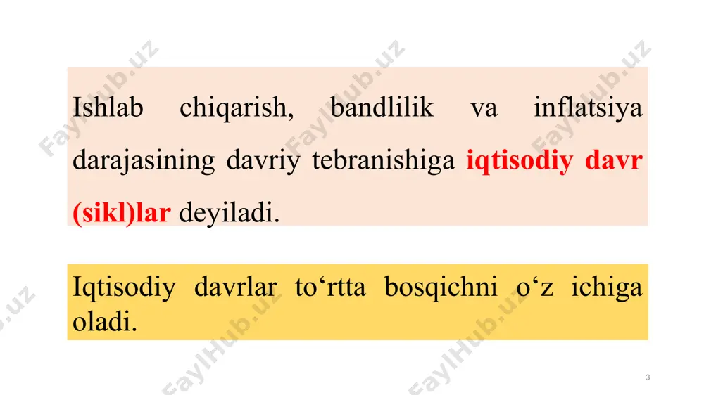 kuchining potensial qismi bular ijtimoiy ishlab chiqarishda band bo‘lgan shaxslar. bular ishlab chiqarishdan ajralgan holda o‘qiyotganlar va vaqtinchalik uy xo‘jaligida band bo‘lganlar 13 ishsizlar ular mehnatga layoqatli bo‘lib, ishlashni xohlagan, lekin ish bilan ta’minlanmaganlar. 14 15 friksion ishsizlik. unga ish qidirayotgan yoki yaqin vaqtlar ichida ish bilan ta’minlanishni kutayotgan ishchi kuchi kiradi ishsizlikning bu turi asosan ish yoki turar joylarni o‘zgartirish, o‘quv yurtlarini tugatish va shuningdek, boshqa sabablardan kelib chiqadi. u doimo mavjud bo‘lib, ma’lum bir darajada kerakli hisoblanadi. tarkibiy ishsizlik. tarkibiy ishsizlar guruhiga ishlab chiqarish strukturasining o‘zgarishi natijasida ishchi kuchiga talab tarkibining o‘zgarishi natijasida ishsiz qolganlar kiradi. unga asosan malakalarini o‘zgartirishi va oshirishi, ma’lumot olishi, yangi kasb egallashi lozim bo‘lgan ishsizlar guruhlari kiradi. friksion ishsizlik bilan tarkibiy ishsizlikning asosiy farqi shundaki, birinchisida, ma’lum malaka va tajriba mavjud bo‘ladi va undan foydalanib, ish joylarini tezroq topib olishadi, ikkinchisida esa, ishchi kuchi darhol va tezroq ish joylarini topa olmaydi. 16 davriy …