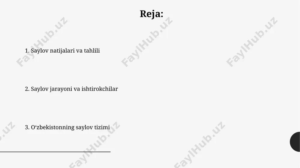 himchalar kiritildi, bu esa saylov jarayonlarining shaffofligi va adolatliligini oshirishga qaratilgan. ovoz berish jarayoni ovoz berish jarayonida 12 soat davomida, soat 8:00 dan 20:00 gacha ovoz berish qutilari ochiq bo‘ladi va saylov uchastkalarida kamida 5 nafar saylov komissiyasi a’zosi ishlaydi. ovoz berish jarayonini kuzatish uchun mahalliy va xalqaro kuzatuvchilar taklif etiladi va ularning soni saylov komissiyasi tomonidan belgilanadi, odatda, yuzlab kuzatuvchilar ishtirok etadi. oʻzbekistonning saylov tizimi prezident saylovlari 5 yil muddatga oʻtkaziladi va saylovlarda 50% dan ortiq ovoz toʻplagan nomzod gʻolib deb topiladi, aks holda ikkinchi tur oʻtkaziladi. saylov jarayonida 10 dan ortiq siyosiy partiyalar ishtirok etadi, ammo ularning koʻpchiligi hukumatga yaqin boʻlib, murosasiz raqobat kam kuzatiladi. saylov natijalariga oid shikoyatlar o'zbekiston markaziy saylov komissiyasi saylov natijalariga oid shikoyatlarni ko'rib chiqishda shaffoflikni ta'minlash maqsadida 2021 yildan boshlab onlayn platformadan foydalanishni boshladi. saylov kodeksining 23-moddasiga asosan, saylov natijalariga oid shikoyatlarni ko'rib chiqish muddati 5 kundan oshmasligi kerak, ammo amalda bu jarayon …