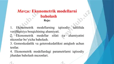 ekonometrik modellarni baholash — PPTX