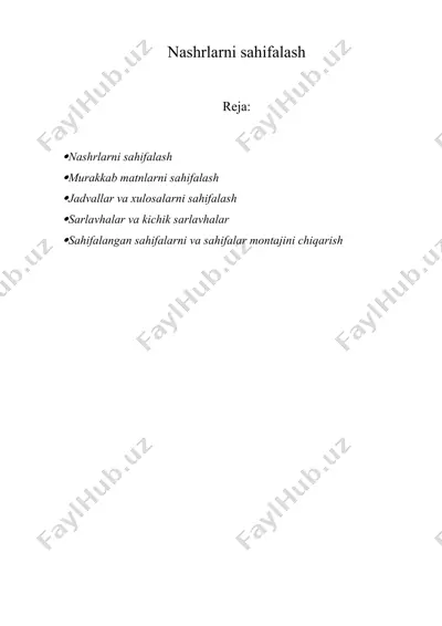 nashrlarni sahifalash — DOCX