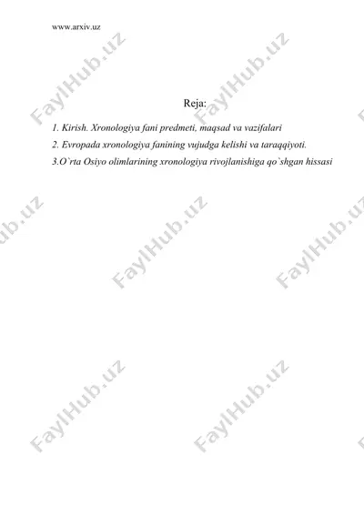 xronologiya fani prеdmеti, maqsad va vazifalari — DOC