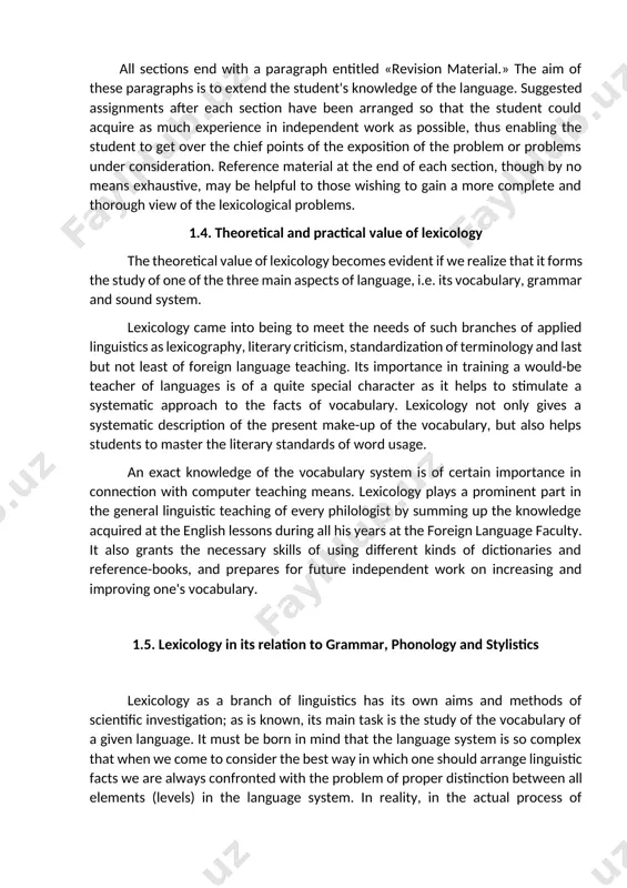 revealing the vocabulary in the making cannot but contribute to the understanding of its workings at present. the language learner will find the notes on modern english lexicology of great practical importance: he'll obtain much valuable information concerning the word-stock and the laws and regulations governing the formation and usage of english words and word-groups. besides, the very notes is aimed at both summarizing the practical material already familiar to the students from foreign language classes and at helping the students to develop skills and habits of generalizing the linguistic phenomena observed. ' - so, this manual on english lexicology will cover the following basic problems: 1. semasiology and semantic classification of lexical units; 2. word-groups and phraseological units; 3. word-structure; 4. word-formation; 5. etymological survey of the english vocabulary; 6. various aspects of vocabulary units and replenishment of modern english word-stock; 7. methods and procedures of lexicological analysis. all …