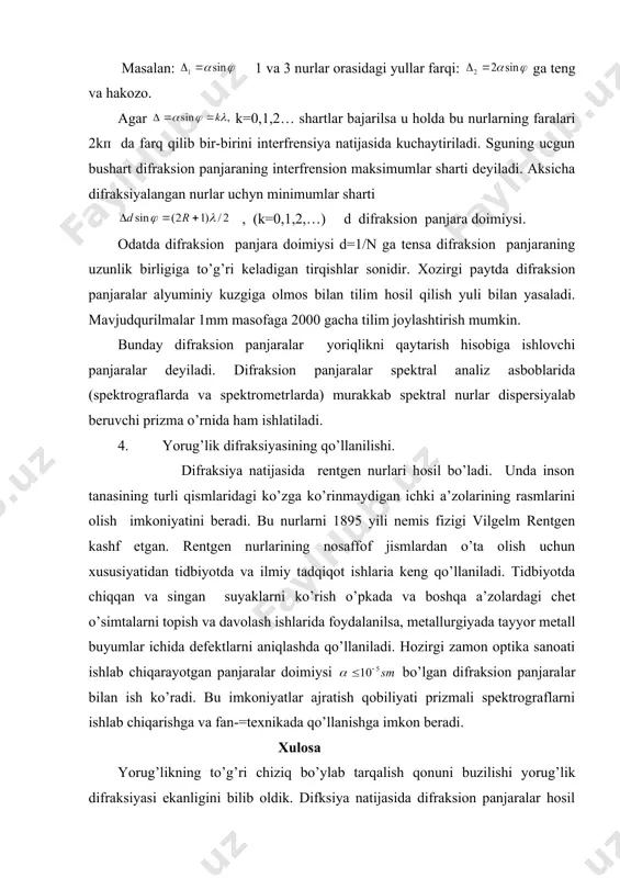 yorug’lik difraksiyasi va uning qo’llanilishi - Page 4