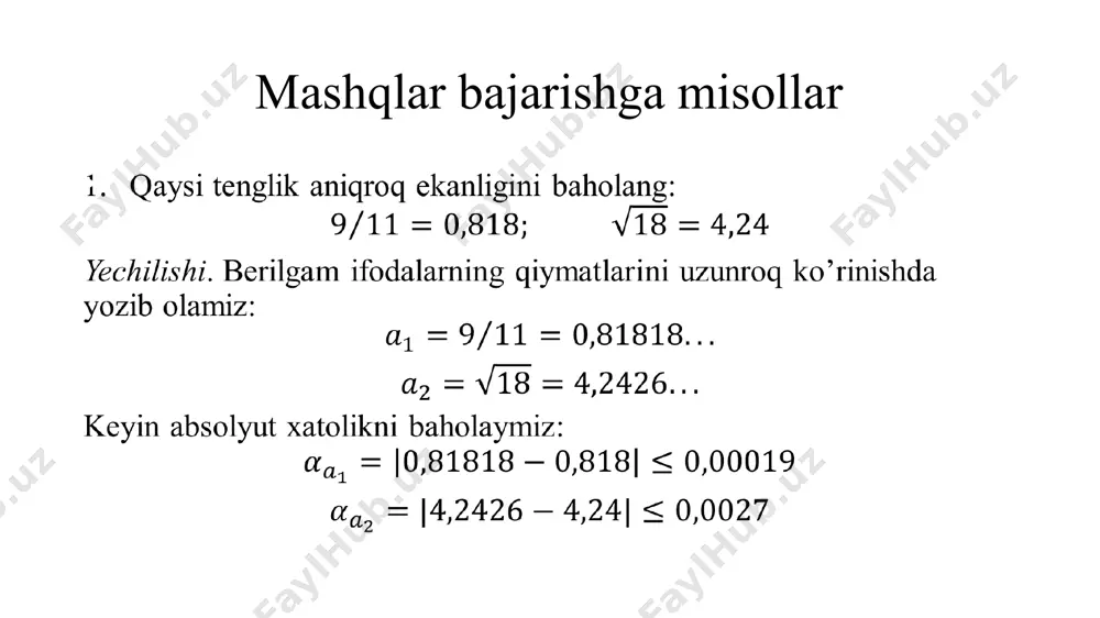 xatoliklar nazariyasi. funksiya xatoligi. - Page 2