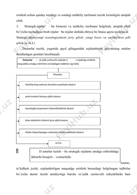 a puxta o’rganilishi lozim va har bir taklif qilinayotgan rahbar yangi dasturlarni qabul qilishi va uni atroflicha o’rganishi yangi dasturlar zarur. yangi dastur samarasini tahlil qilishda juda keng miqyosda foydalaniladigan usul – “samara – xarajat” usulidir dasturlarni ma’qul bo’lgan va xo’jalik yurituvchi subyektning asosiy reja va maqsadlarini amalga oshirish imkoniga to’g’ri tushadigan muvofiqlashtirish dasturlarni tanlab olish va o’zaro muvofiqlashtirish ishlab chiqarish darajasi uzoq vaqt mobaynida barqaror bo’lishiga qaramasdan amaldagi dastur ko’rsatkichlarini doimiy ravishda qayta ko’rib turish va tegishli o’zgartirishlarni kiritib borish talab qilinadi. chunki xo’jalik yurituvchi subyekt miqyosida o’zgarish bo’lmasa-da, xo’jalik yurituvchi subyektning maxsuloti sotiladigan tashqi muhitda (bozorda) o’zgarishlar tez ro’y berishi mumkin. xususan, yangi texnologiyalar, bozordagi raqobat muhiti va iste’molchilar talab darajasi o’zgaradi va sh.k. ana shunday o’zgarishlarni o’z vaqtida hisobga olish va ular ta’sirida amaldagi dasturga o’zgartirishlar kiritish juda muhimdir. zamonaviy xo’jalik yurituvchi subyekt rahbari hamisha yangi dasturlarni qabul qila oladigan, ya’ni taklif qilinayotgan dastur loyihalariga nisbatan ijobiy …