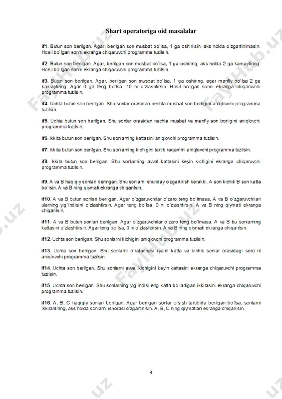 if-else shart operatoriga doir misollar yechish - Page 4