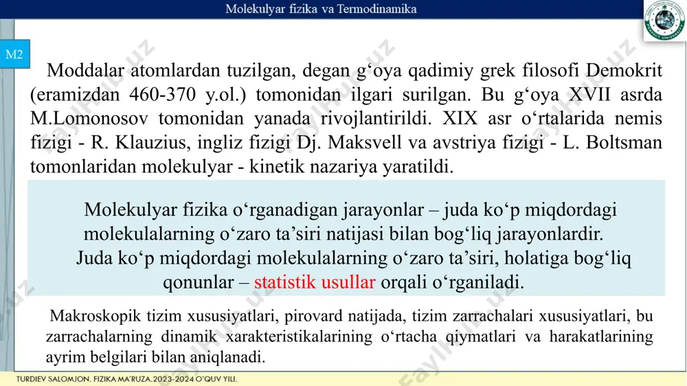 makroskopik tizimlarni statistik va termodinamik izlanish usullari - Page 4