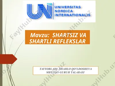 shartsiz va shartli reflekslar — PPTX