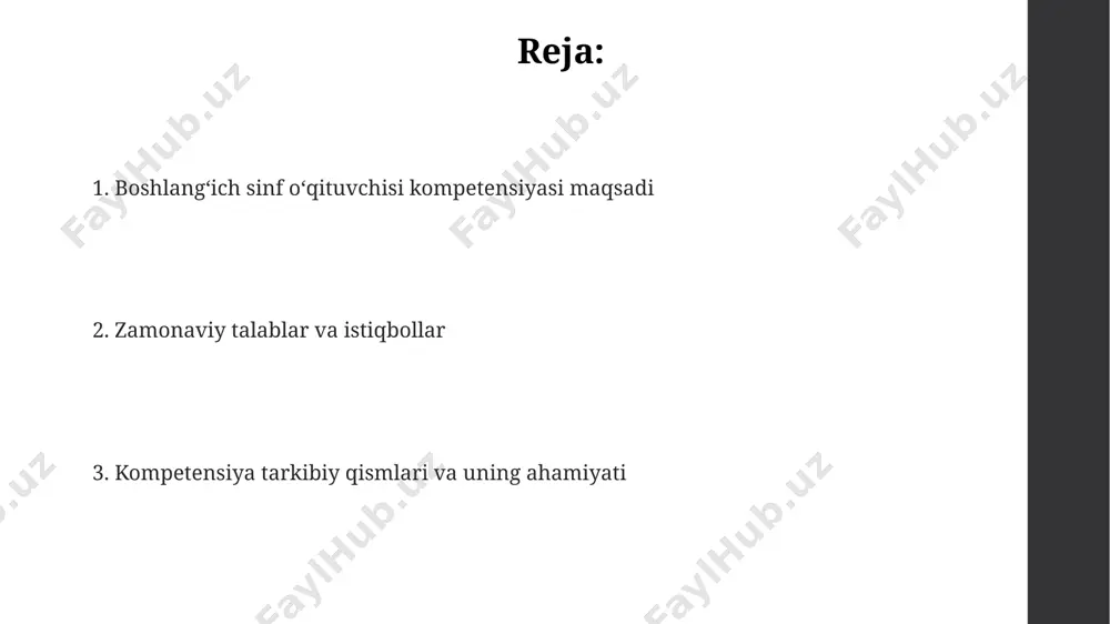 ʻz ustida doimiy ishlash, kamida yiliga 15 soat oʻquv kurslarida qatnashish yoki 5 ta professional maqola oʻqish orqali malaka oshirishni nazarda tutadi. baholash va monitoring jarayonlari monitoring jarayoni davomida o'quvchilarning ta'lim natijalari kamida har chorakda 1 marta kuzatilib, tahlil qilinib, kerakli tuzatishlar kiritilishi lozim. baholash jarayonida kamida 3 ta turli baholash usuli (masalan, og'zaki, yozma, amaliy) qo'llanilishi va har bir usul bo'yicha o'quvchilarning yutuqlari 4 ball shkalasi bo'yicha aniq baholanishi kerak. samarali monitoring uchun o'qituvchi o'quvchilarning 80% dan ortig'i ma'lum bir bilim va ko'nikmalarni egallashlarini ta'minlashga qaratilgan aniq maqsadlar va ko'rsatkichlarni belgilab olishi muhim. oʻqituvchining professional etikasi pedagogik faoliyatda kamida 5 yillik tajribaga ega boʻlgan oʻqituvchilarning 80% professional etik qoidalariga rioya qilish boʻyicha yuqori koʻrsatkichlarga ega ekanligi tadqiqotlar orqali aniqlangan. oʻqituvchining professional etikasi kodeksi, uning 10 dan ortiq bandidan iborat boʻlib, oʻquvchilar, ota-onalar va hamkasblar bilan munosabatlarning axloqiy jihatlarini tartibga soladi. oʻqituvchining professional etikasi oʻquvchilarga nisbatan adolatli, hurmatli va teng …