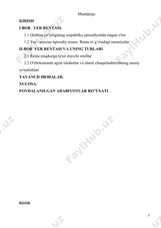 a agrar sohasida faoliyat yuritayotgan fermer xo‘jaliklari boshqa subyektlarga nisbatan, amaliyotda o‘zining bir qancha ijobiy hamda iqtisodiy ustunliklarini ko‘rsatdi. bu esa bozor munosabatlarida qishloq xo‘jalik mahsulotlari yetishtirishni ko‘paytirish va uning samaradorligini oshirishdagi afzalliklari bilan bugungi istiqbolli xalq xo‘jalik yo‘nalishiga mos kelishini inobatga olib, o‘zbekiston respublikasi birinchi prezidentining 2013-yil 24-martdagi ‘qishloq xo‘jaligida islohotlarni chuqurlashtirishning asosiy yo‘nalishlari to‘g‘risida’gi pf-3226-sonli farmoni qabul qilinib, unda fermer xo‘jaliklarini rivojlantirish ustuvor yo‘nalish qilib belgilandi. farmonni amaliyotga tatbiq qilish bo‘yicha fermer xo‘jaliklarini rivojlantirish konsepsiyasini ishlab chiqish ko‘zda tutildi. o‘zbekiston respublikasi birinchi prezidentining 2013-yil 27-oktabrdagi pf-3342sonli’2014-2016- yillarda fermer xo‘jaliklarini rivojlantirish konsepsiyasi to‘g‘risida’gi farmoniga asosan, vazirlar mahkamasining 2013-yil 30-oktabrdagi 476-sonli’2014-2016- yillarda fermer xo‘jaliklarini rivojlantirish konsepsiyasinini amalga oshirish chora-tadbirlari to‘g‘risida’gi va 2014-yil 24-dekabrdagi 607-sonli ‘2015-2017- yillarda fermer xo‘jaliklarini rivojlantirish chora-tadbirlari to‘g‘risida’gi 2017- yillarda fermer xo‘jaliklarini rivojlantirish chora-tadbirlari to‘g‘risida’gi qarorlari qabul qilindi. ushbu qarorlar bilan qishloq xo‘jaligi mahsulotlari yetishtiruvchilarning asosiy shakli sifatida fermer xo‘jaliklarini tashkil etish va ularning faoliyati uchun qulay …