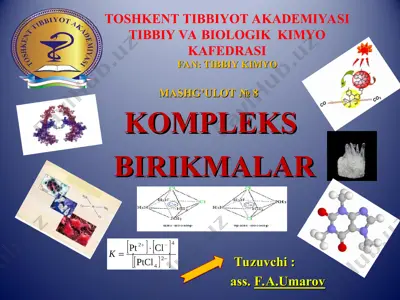 tibbiy kimyo kompleks birikmalar — PPT