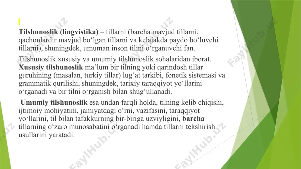 qildi” deydilar. shunga o`xshash qator ta'limotlar mavjudligiga qaramay, tilning paydo bo`lishi to`g`risidagi yagona mantiqiy model - tilning xudo tomonidan yaratilganligini tasdiqlovchi kreatsion (ilohiy) faraz bo`lib qolaverdi. inson tili: u hayvonlarning oddiy tovushlaridan paydo bo`lganmi yoki xudo tomonidan insonga in'om qilinganmi? olimlar, tilshunoslar va faylasuflar ushbu savol ustida darvinning evolyutsion nazariyasi (1859 y.) paydo bo`lgandan beri bosh qotirmoqdalar. tilning paydo bo`lishi haqidagi diniy qarashlar: tilning paydo bo`lishi to`g`risida qator farazlar (gipotezalar) mavjud bo`lib, ularning birortasi ham asoslanmagan, zero ushbu hodisaning uzoq o`tmishda sodir bo`lgani va uni tiklab, qaytadan tadqiq qilishning iloji yo`q. turli xalqlar dinlarida tilning xudo yoki ilohiy donishmandlar tomonidan yaratilgani qayd qilinadi. antik davr qarashlari tilning paydo bo`lishi to`g`risidagi zamonaviy nazariyalarga qadimgi grek faylasuflarining qarashlari asos bo`lgan. ushbu masala yuzasidan ilgari surgan g`oyalariga ko`ra ular ikki guruhga bo`linishgan: 1. “fyusey” nazariyasi (fusei - grekcha “tabiatga xos”) tarafdorlari (xususan geraklit) tilning tabiiylik xususiyatini e'tirof etib, narsalarga nomlar tabiat tomonidan belgilab …