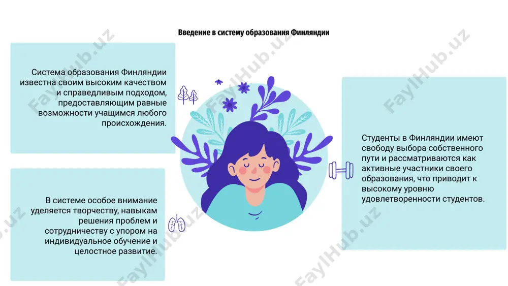 чностного роста. их подход фокусируется на индивидуализированных методах обучения, создавая благоприятную среду, в которой все учащиеся чувствуют уважение и участие в процессе обучения. посредством инновационных программ и политики финские школы стремятся создать разнообразное и инклюзивное сообщество, которое способствует равенству и совершенству в образовании. mental health infographics система образования финляндии известна своими высококачественными стандартами, в которых особое внимание уделяется равенству и инклюзивности. обеспечение качества финского образования обеспечивается посредством строгих процессов оценивания и оценки, гарантируя, что все учащиеся получат качественное образование. финская система образования уделяет большое внимание индивидуальному обучению, подчеркивая важность персонализированных и ориентированных на учащихся подходов к образованию. технологии в образовании в финляндии система образования финляндии известна своим высококачественным обучением и упором на индивидуальное обучение. внедрение технологий в образование было ключевым направлением повышения навыков учащихся и их подготовки к цифровой эпохе. использование технологий в финских школах варьируется от интерактивных досок и образовательного программного обеспечения до занятий по программированию и робототехнике. этот …