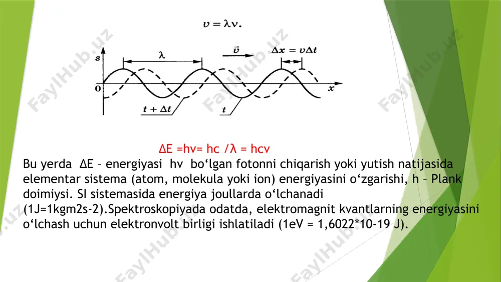 nuqtai nazaridan modulyasion turdagi chastota analizatorlari o‘ziga xos xususiyatlarga ega. ular boshqa turdagi chastotaanalizatorlaridan farqli yorug‘lik oqimini ajratishni amalga oshirmaydi. bu yerda analizatorning optik qismi faqat nurlanishni o‘zgartirish (almashtirish) uchun xizmat qiladi, monoxromatik tashkil etuvchilarga ajratish esa kompyuter yordamida raqamli usullar orqali amalga oshiriladi. boshqacha qilib aytganda, nurlanishning o‘zi emas balki uning matematik obrazi monoxromatik tashkil etuvchilarga ajratiladi. modulyasion turdagi chastota analizatorining asosiy optik qismi sifatida ko‘pincha maykelson interferometri ishlatiladi .nurlanish oqimi kirish diafragmasi 1, kollimator obyektivi 2 orqali o‘tib yarim shaffof ko‘zguga tushadi. ko‘zguga tushgan nurlarning bir qismi undan o‘tib harakatlanuvchi 5 ko‘zguga, ikkinchi qismi esa 90 gradus burchak bilan qaytib qimirlamaydigan 4 qo‘zguga tushadi. beshinchi yassi ko‘zgu oldinga va orqaga qarab harakat qiladi. ikkala ko‘zgudan qaytgan elektromagnit to‘lqinlarning qo‘shilishi natijasida interferensiya hodisasi bo‘ladi. kamera obyektivi 6 dan keyin hosil bo‘ladigan interferensiya manzaraning ko‘rinishi (tuzilishi) interferensiyalanuvchi nurlarning yo‘llarini farqiga va nurlanishning to‘lqin uzunligiga bog‘liq bo‘ladi. ii.4. spektrning turli sohalarida …