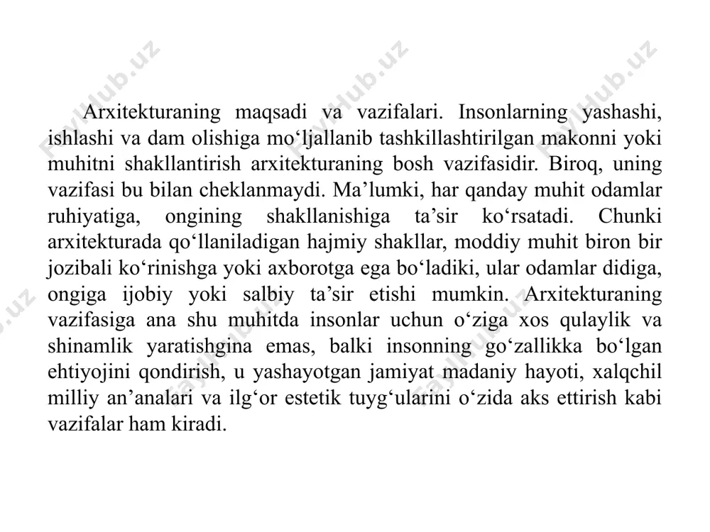 yo’llarining to’g’riligi faqat aloqani tezlashtirish bo’lib qolmasdan (harbiy-strateg, pochta aloqasi), rim transportining xususiyati bilan bog’liq bo’lgan. qadimgi rimliklarda g’ildirakli aravalarda buruvchi o’qlar bo’lmagan. tosh terilgan yo’llar faqat transport harakatini o’zgartirib qolmasdan unga, yangi estetik ko’rinish bergan. yo’llar yoki tosh terilgan ko’chalar umumiy holatda arxitekturali-tashkiliy muhitga aylangan, o’zining konstruktiv materiali bilan qadimgi shaharlarning binolariga yaqinlashib borgan. insoniyat tarixining qadimgi bosqichida maxsus yo’llar shakillana borgan. eng ko’p tarqalgan yo’l bu harbiy-strateg va savdo ahamiyatiga ega, shuningdek podshohlar va sarkardalar yo’llari bo’lgan. qadimgi podshoh yo’llariga misol tariqasida assiriy podshohi sinaxribning bizning eradan 700 yil avval vavilonda qurgan yo’lini ko’rsatish mumkin. bu amalda shahar yo’li bo’lib, relyefga moslashtirilgan va haykallar bilan bezatilgan. balkonlar va yo’lga chiqib turadigan birorta narsa qurishga ruxsat berilmagan. podishoh yo’llari juda yuqori darajada obodonlashtirilishi va ko’kalamzorlashtirilishi bilan boshqa yo’llardan ajralib turgan. insonlar yo’l chetida ko’kalamzorlashtirishning kerakligini erta tushunganlar. boshqa ko’p holatlar kabi bunda tabiatni o’zi ularga ishonchli o’qituvchi bo’lgan. orientirlash …