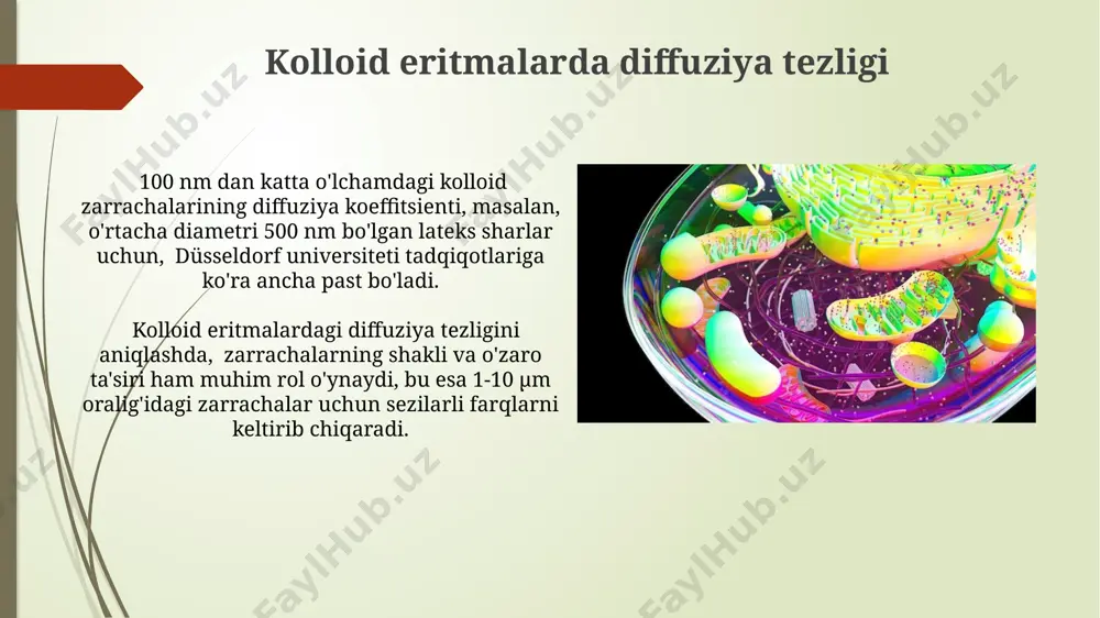 kolloid eritmalardagi difuzya tezligi bilan zarachalarninig o'lchamlari orasdagi bog'lanish - Page 4