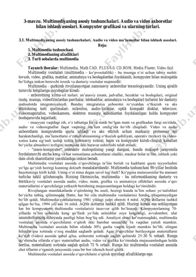 multimediya va multimedia tushunchalari — PDF