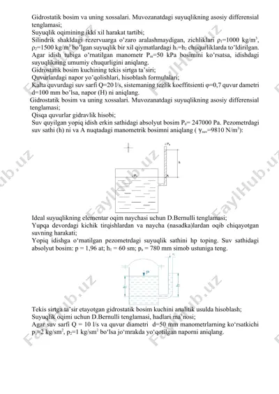 gidrostatik bosim va uning xossalari — DOCX