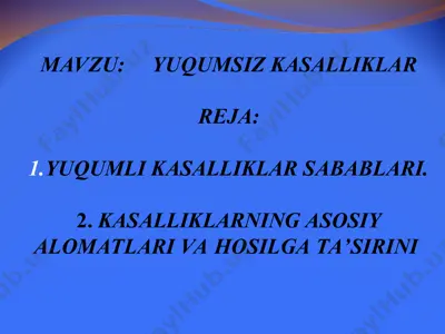 yuqumsiz kasalliklar — PPT