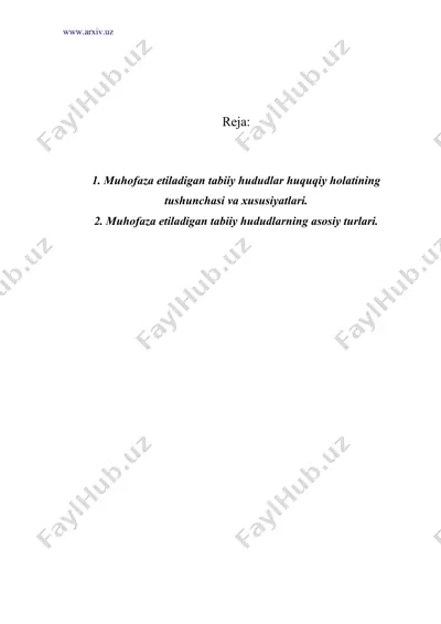 muhofaza etiladigan tabiiy hududlarning huquqiy holati — DOC