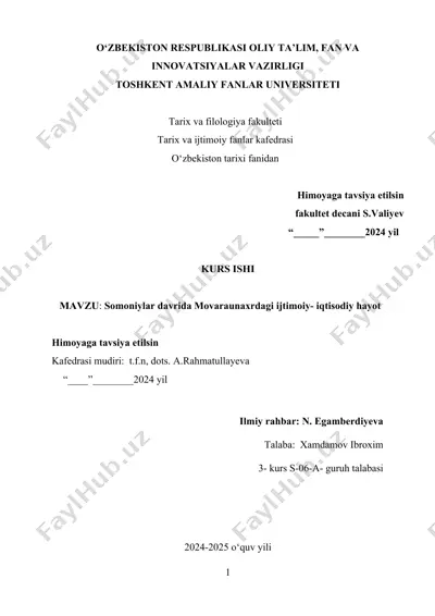 somoniylar davrida movaunahrdagi ijtimoiy-iqtisodiy hayot — DOCX