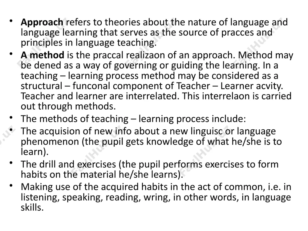 a new material the teacher thinks of the techniques which are more suitable for his pupils: he/she takes into consideration pupils’ age, the progress in language learning (the stage of learning), their intellectual development, the conditions under which pupils learn. pre-communication methods. the way towards communicative teaching has been a long and controversial one with advances and set backs. the focus of attention has gradually shifted from the language as a systematic code to the language as a means of communication with the search for an effective method of instruction and consideration of the learner's personality. grammar translation method included detailed analysis of grammar rules, translating sentences and texts into and out of the target language, memorizing rules and manipulating morphology and syntax, reading and writing. direct method encouraged the use of foreign language in the classroom. classroom teaching was conducted in the target language only. the learning process was …