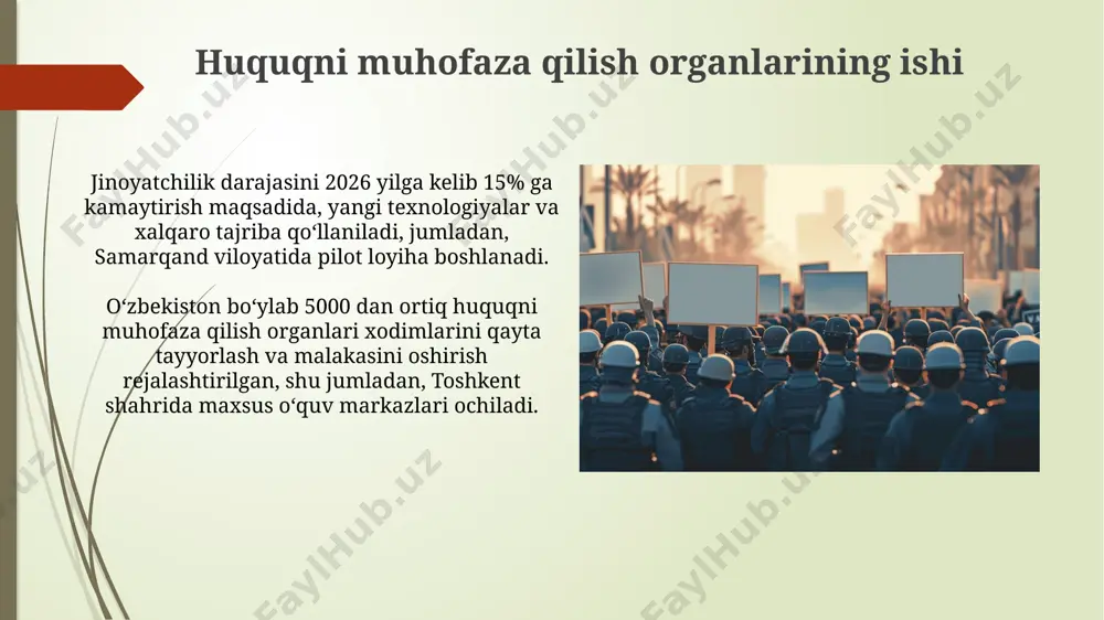 anishni 15% ga oshirish maqsadlari koʻrsatilgan. sud-huquq tizimini isloh qilish jinoyat ishlarini koʻrib chiqish muddatlarini qisqartirish boʻyicha aniq koʻrsatkichlar belgilangan – masalan, toshkent shahri boʻyicha oʻrtacha muddatni 2024 yilga kelib 30% ga qisqartirish rejalashtirilmoqda. oʻzbekistonning 20 dan ortiq viloyatlarida sudyalar va prokurorlar uchun malaka oshirish markazlari sonini 2025 yilga kelib 50% ga oshirish rejalashtirilgan, bu esa sud-huquq tizimining samaradorligini yaxshilashga qaratilgan. iqtisodiyotni rivojlantirish va xususiylashtirish хусусийлаштириш жараёнида 500 дан ортиқ давлат корхоналарини хусусий секторга ўтказиш, бу орқали рақобатни кучайтириш ва иш ўринларини яратиш мақсади қўйилган, тошкент шаҳридаги давлат активларини хусусийлаштиришга алоҳида эътибор қаратилади. 2025 йилгача саноатда ялпи қўшимча қийматни 1,5 баравар ошириш, хусусан, андижон ва наманган вилоятларидаги кичик ва ўрта корхоналарни ривожлантиришга инвестицияларни кўпайтириш режалаштирилган. kichik va o'rta biznesni qo'llab-quvvatlash кичик бизнес учун солиқ юкини 15% гача камайтириш, шунингдек, 2023 йилдан бошлаб хусусий тадбиркорлик субъектлари учун давлат рўйхатидан ўтказиш жараёнларини соддалаштириш кўзда тутилган. ўзбекистоннинг 5 та туманида кичик бизнес ва …