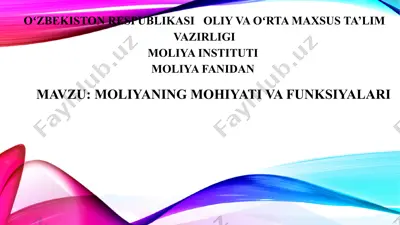 moliyaning mohiyati va funksiyalari — PPTX