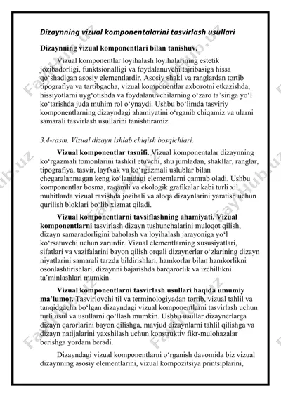dizaynning vizual komponentalarini tasvirlash usullari — DOCX