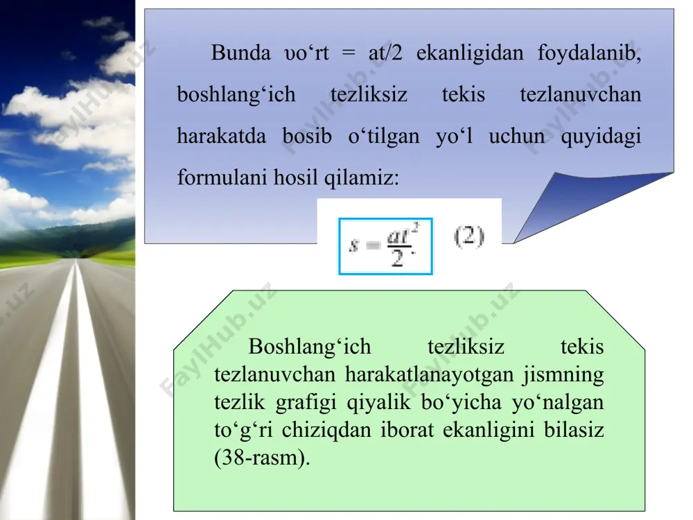 tekis o‘zgaruvchan harakatda bosib o‘tilgan yo‘l 7-sinf - Page 3