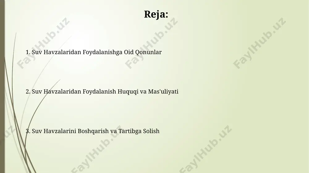 konini beradi. suv omborlari foydalanuvchilarining huquq va majburiyatlari suv omborlaridan foydalanuvchilar suv resurslaridan oqilona foydalanish, suv tejovchi texnologiyalarni qo‘llash va 500 litrdan ortiq suv iste’mol qilishda davlat idoralariga xabar berish majburiyatiga ega. suv ombori foydalanuvchilari suv sifati standartlariga rioya qilish, suv omborining atrof-muhitga salbiy ta’sirini kamaytirish va suvdan foydalanish bo‘yicha 3 yillik litsenziya shartnomasini bajarish huquqiga ega. suv omborlarining ekologik xavfsizligi suv omborlarining atrof-muhitga ta'siri, suv sifati parametrlarining (kislorod miqdori, nitratlar) 20% dan ortiq o'zgarishi bilan baholanadi va ekologik monitoring o'tkazish zarur. suv omborlari atrofidagi 500 metrlik hududda ifloslantiruvchi moddalar chiqindilarining oldini olish bo'yicha qat'iy chora-tadbirlar ko'rish va bu hududda qishloq xo'jaligi ishlarini ekologik talablarga muvofiq amalga oshirish majburiydir. suv omborlari bilan bog'liq nizolarni hal qilish suv omborlaridan foydalanish bo'yicha nizolarni hal qilishda, 7 kun ichida sudga murojaat qilish muddati ko'rsatilgan bo'lib, bu jarayon 3 bosqichdan iborat: da’vo arizasi, dalillarni taqdim etish va qaror chiqarish. suv omborlari bo'yicha nizolarni hal …
